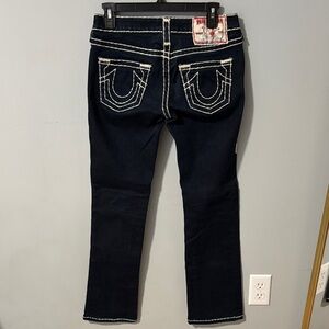True Religion Johnny Super T Low Rise Straight Leg Women's Dark Blue Jeans Y2K